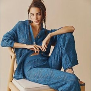 Free People Get Away Fauxchet Crochet Cardigan & Pants Lounge Set